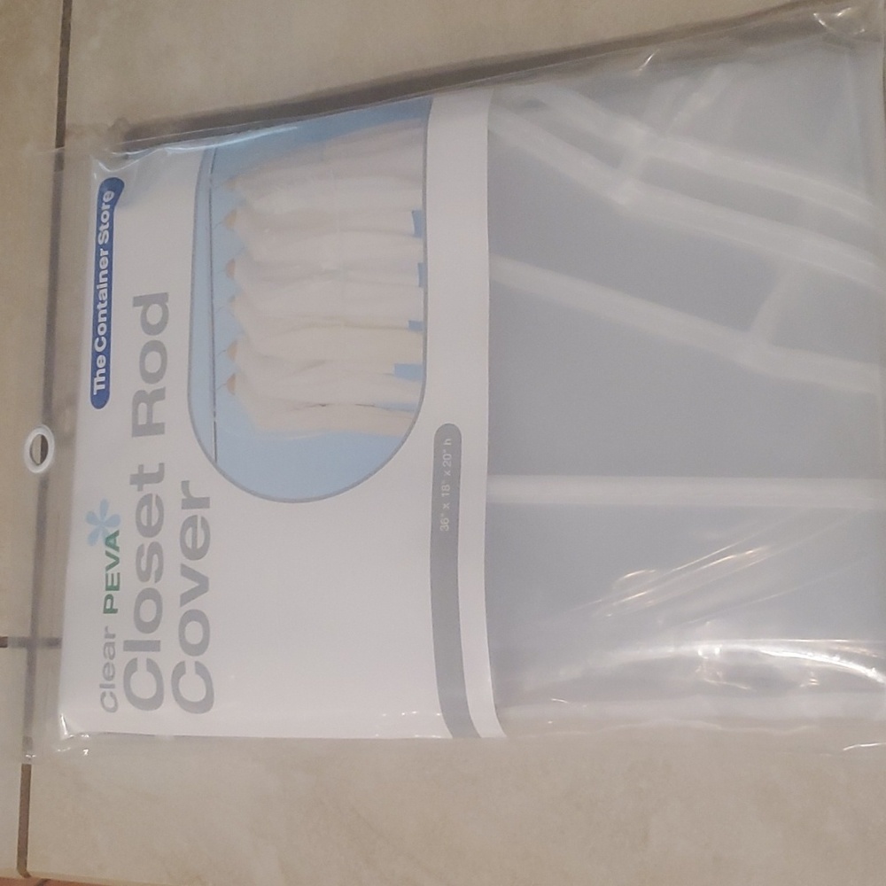 NWT Clear PEVA Closet Rod Cover Container Store